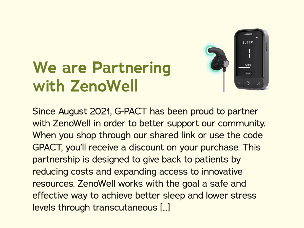 G-PACT and ZenoWell partnership announcement featuring the Calm Pro device