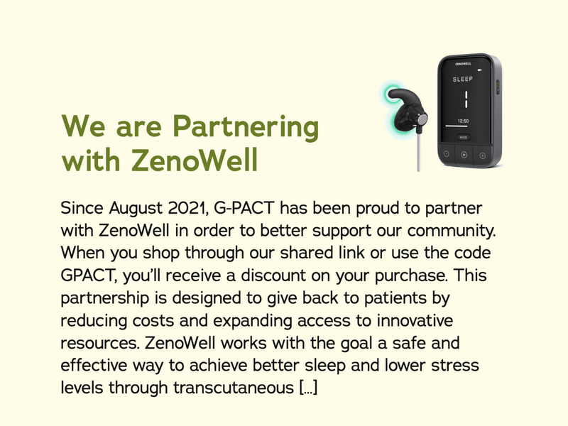 G-PACT and ZenoWell partnership announcement featuring the Calm Pro device