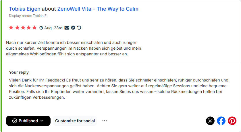Screenshot des Erfahrungsberichts von Tobias Eigen zu Körperschmerzen